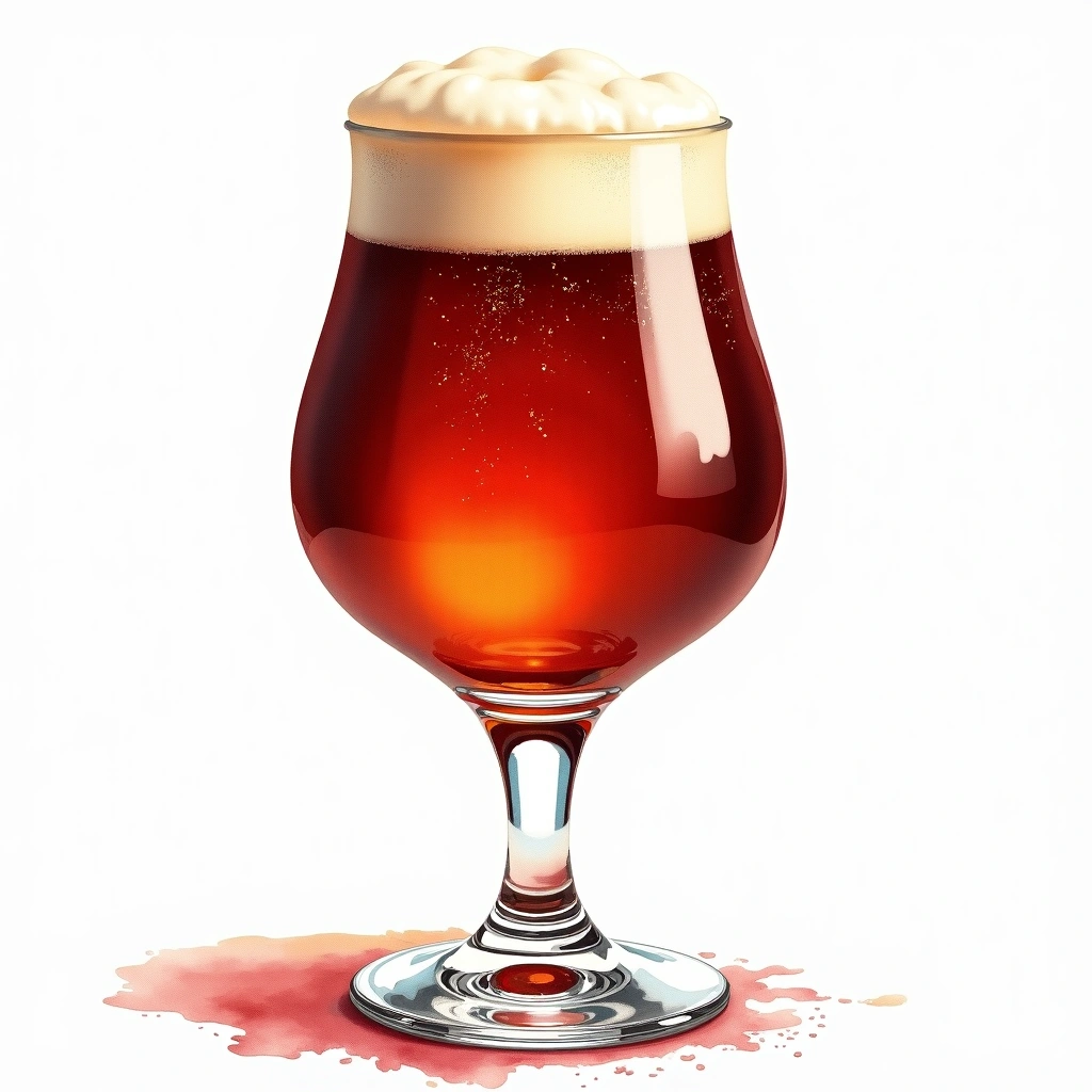 Belgian Dubbel beer style — watercolor illustration