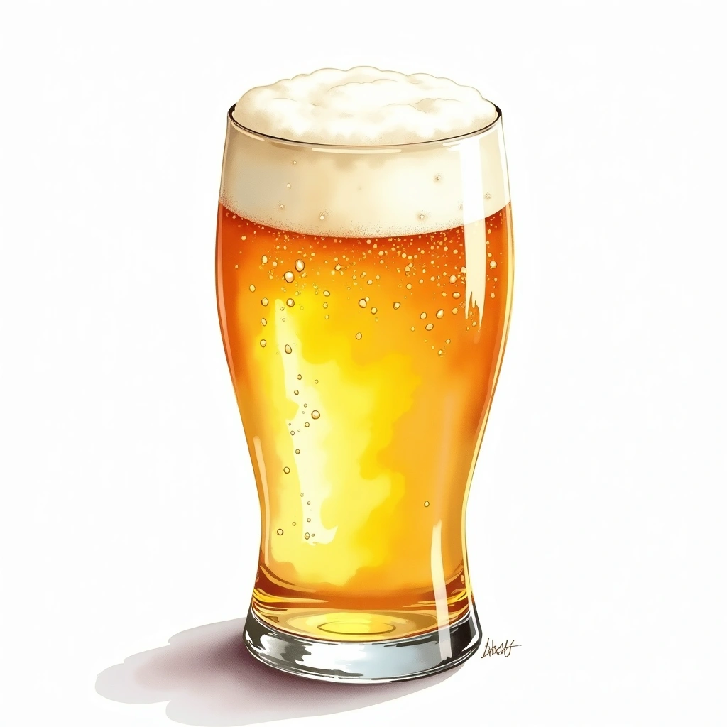 Japanese Rice Lager beer style — watercolor illustration