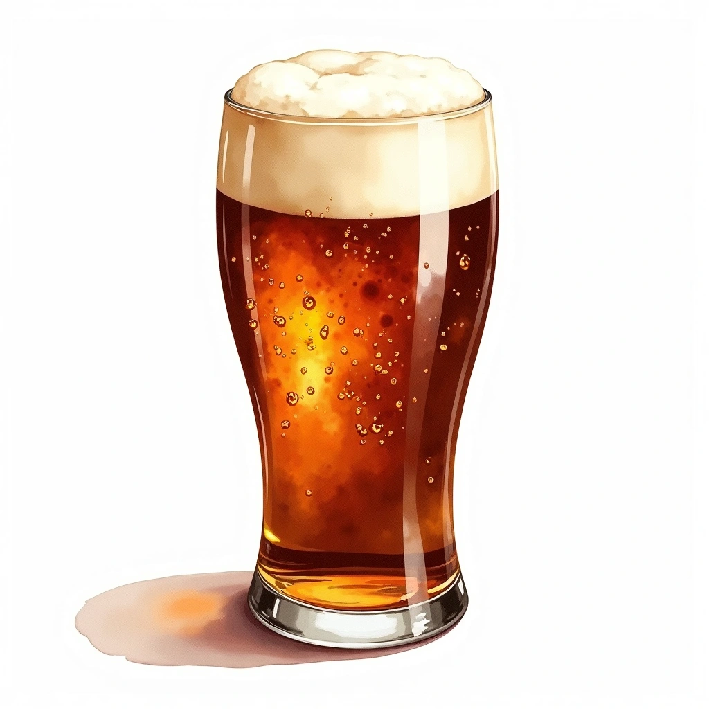 Munich Dunkel beer style — watercolor illustration