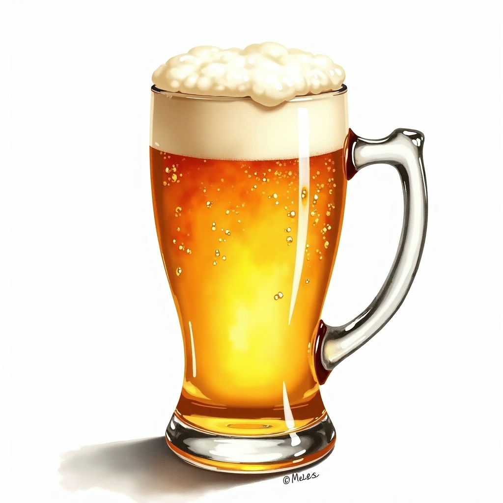 Munich Helles beer style — watercolor illustration