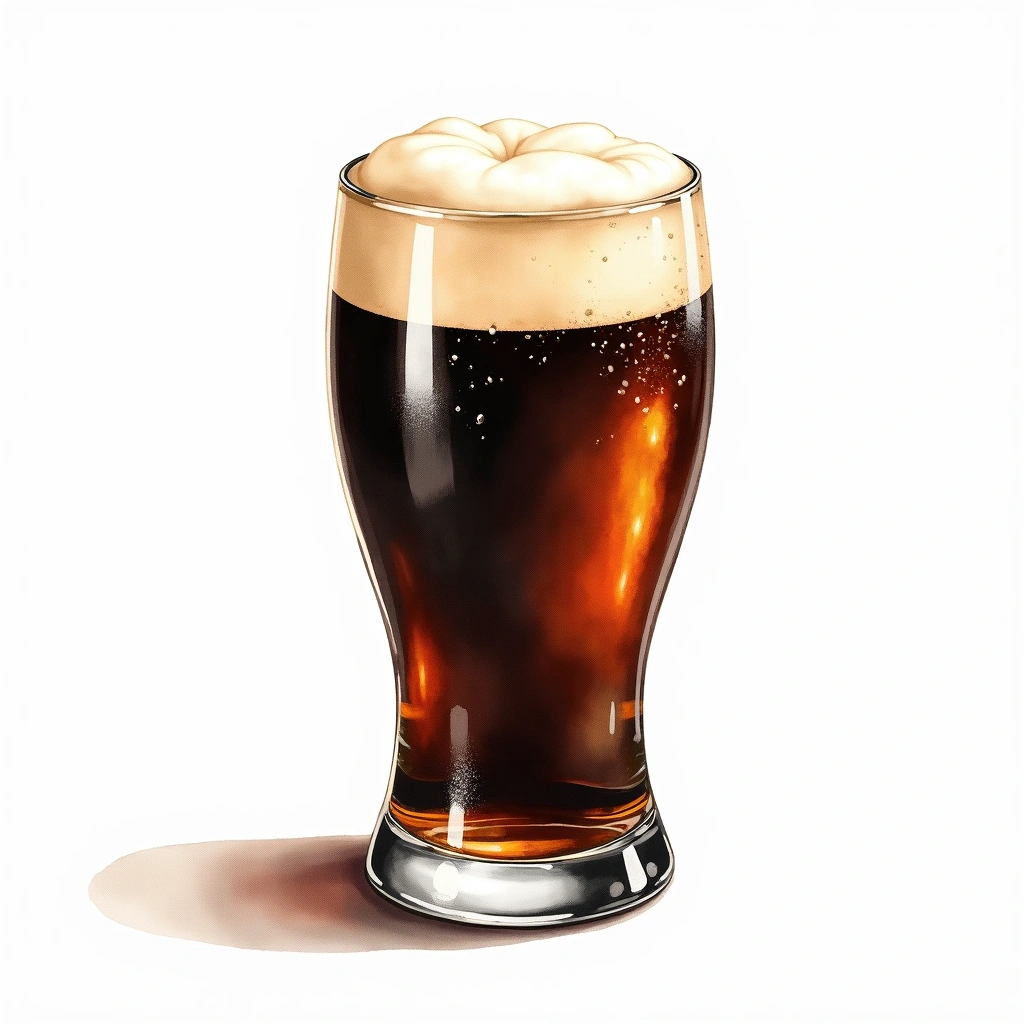 Schwarzbier beer style — watercolor illustration