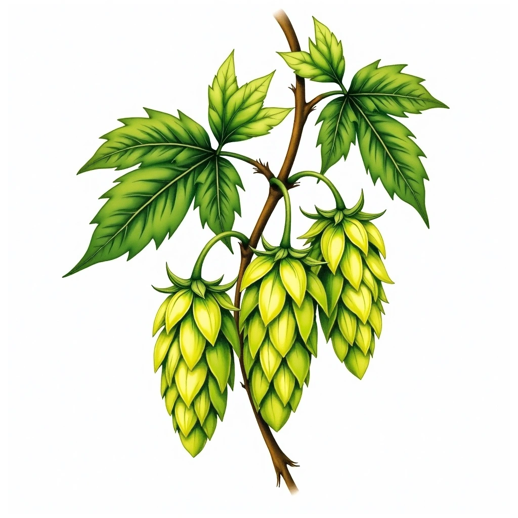 Admiral hop variety — watercolor botanical illustration