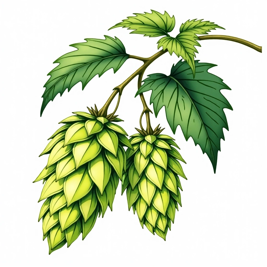 Ahtanum hop variety — watercolor botanical illustration