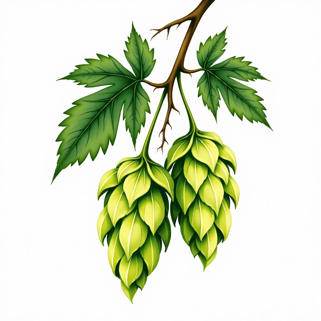 Amarillo hop variety — watercolor botanical illustration