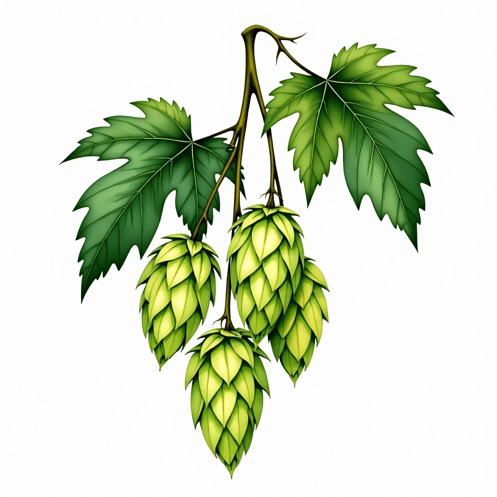Azacca hop variety — watercolor botanical illustration