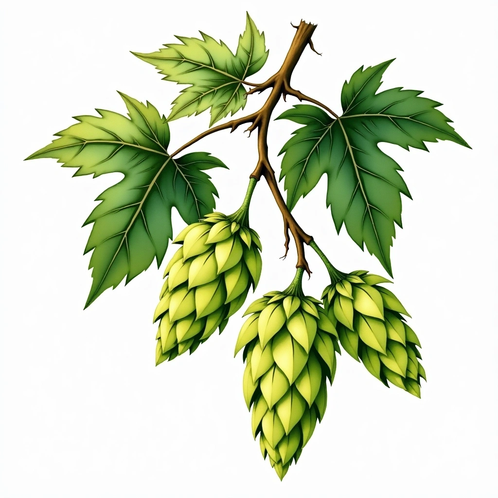 Barbe Rouge hop variety — watercolor botanical illustration