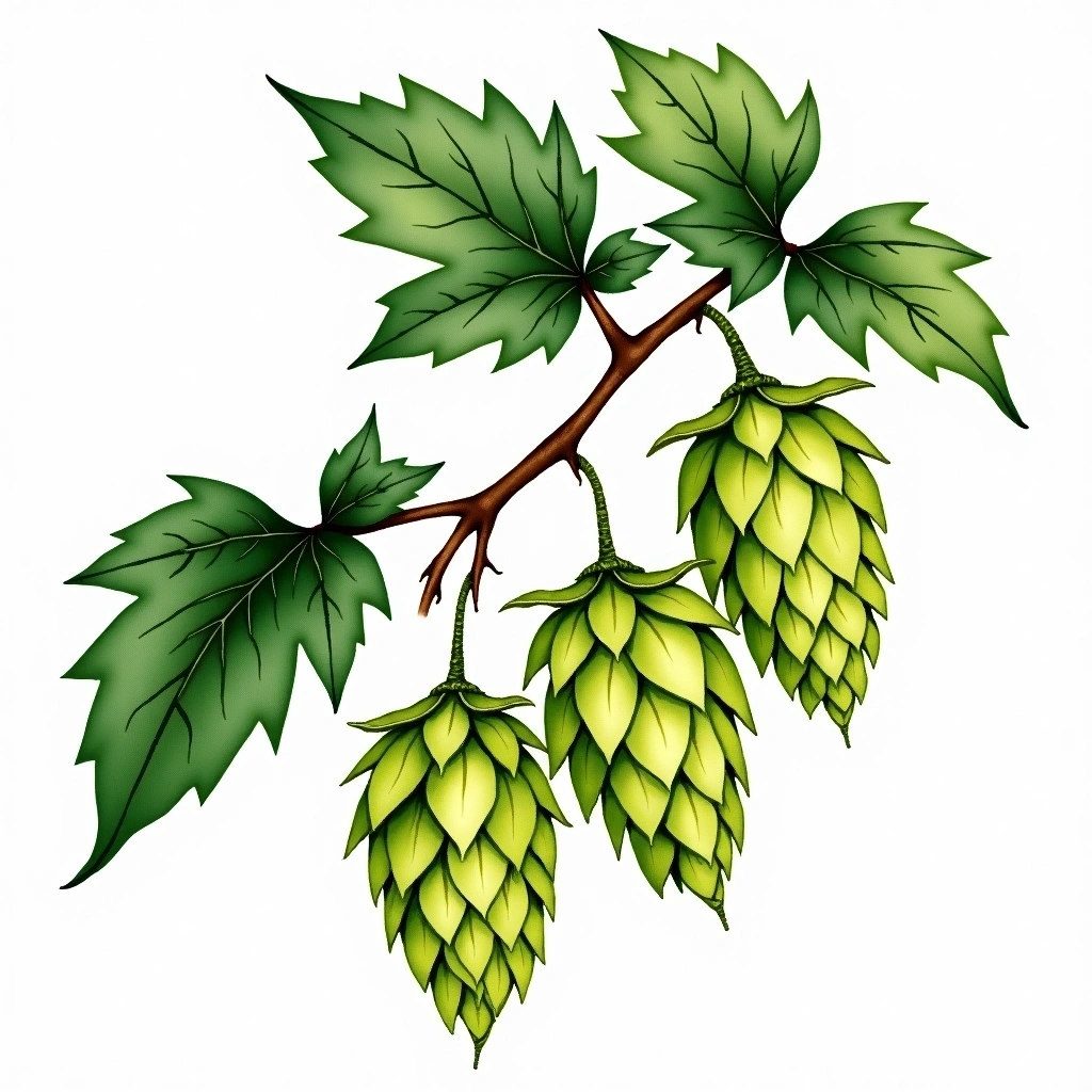 Bramling Cross hop variety — watercolor botanical illustration
