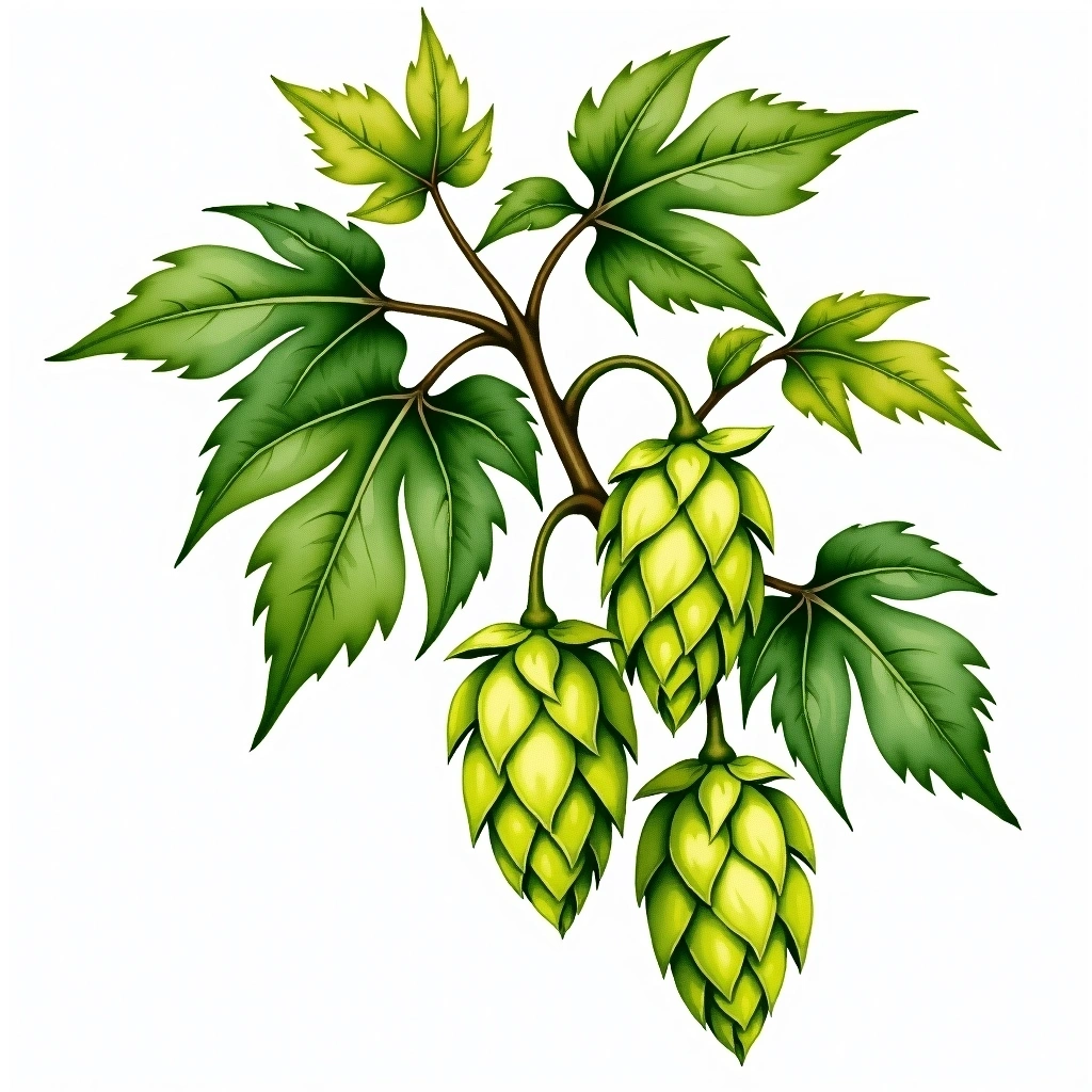 Calypso hop variety — watercolor botanical illustration