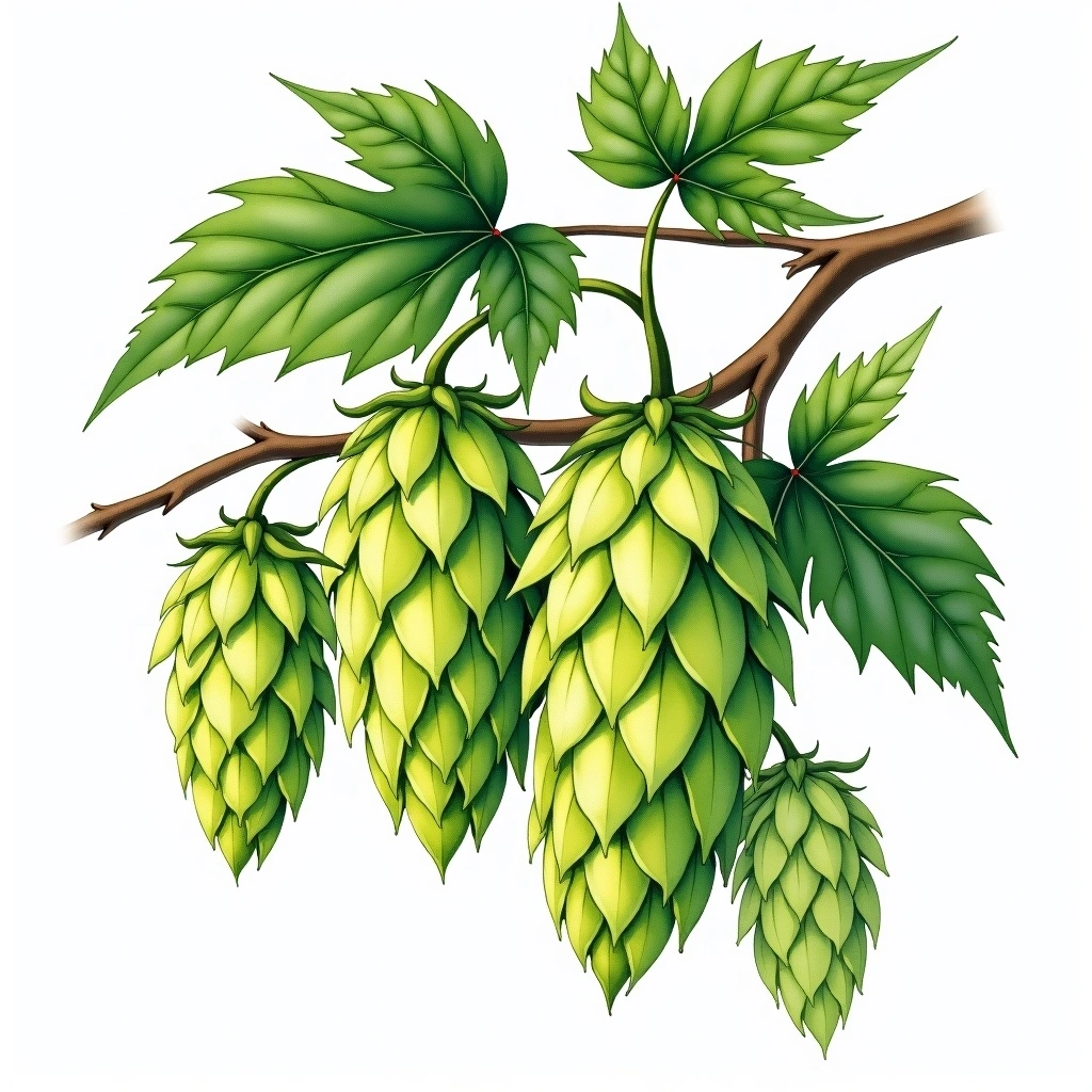 Cascade hop variety — watercolor botanical illustration