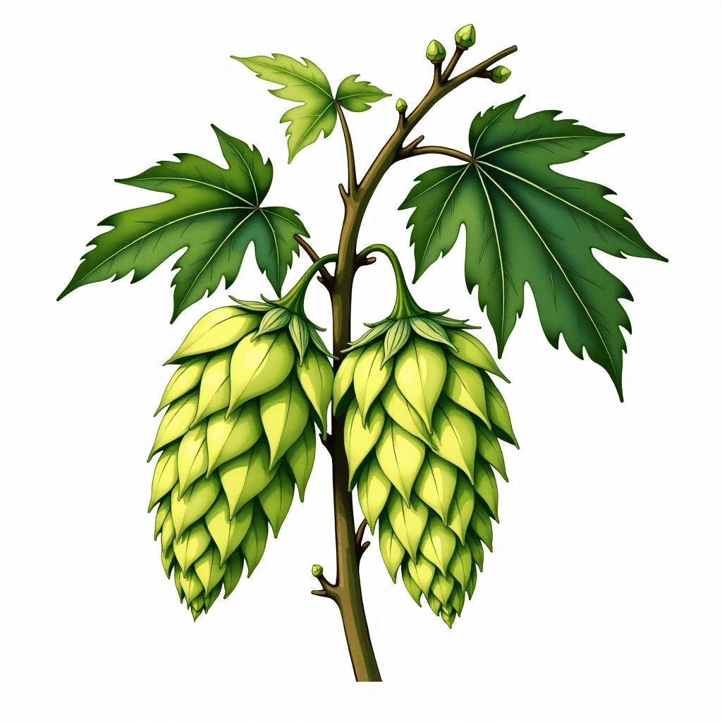 Challenger hop variety — watercolor botanical illustration