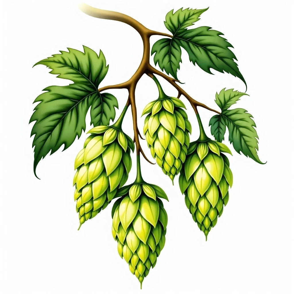 Chinook hop variety — watercolor botanical illustration