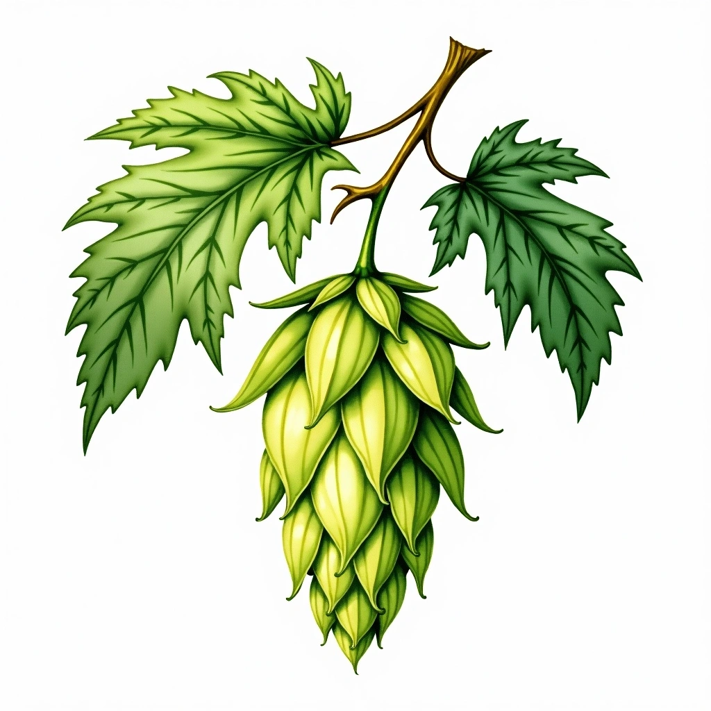 Citra hop variety — watercolor botanical illustration