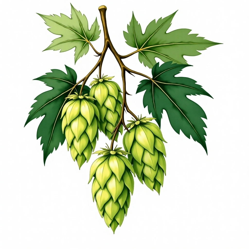 Cluster hop variety — watercolor botanical illustration