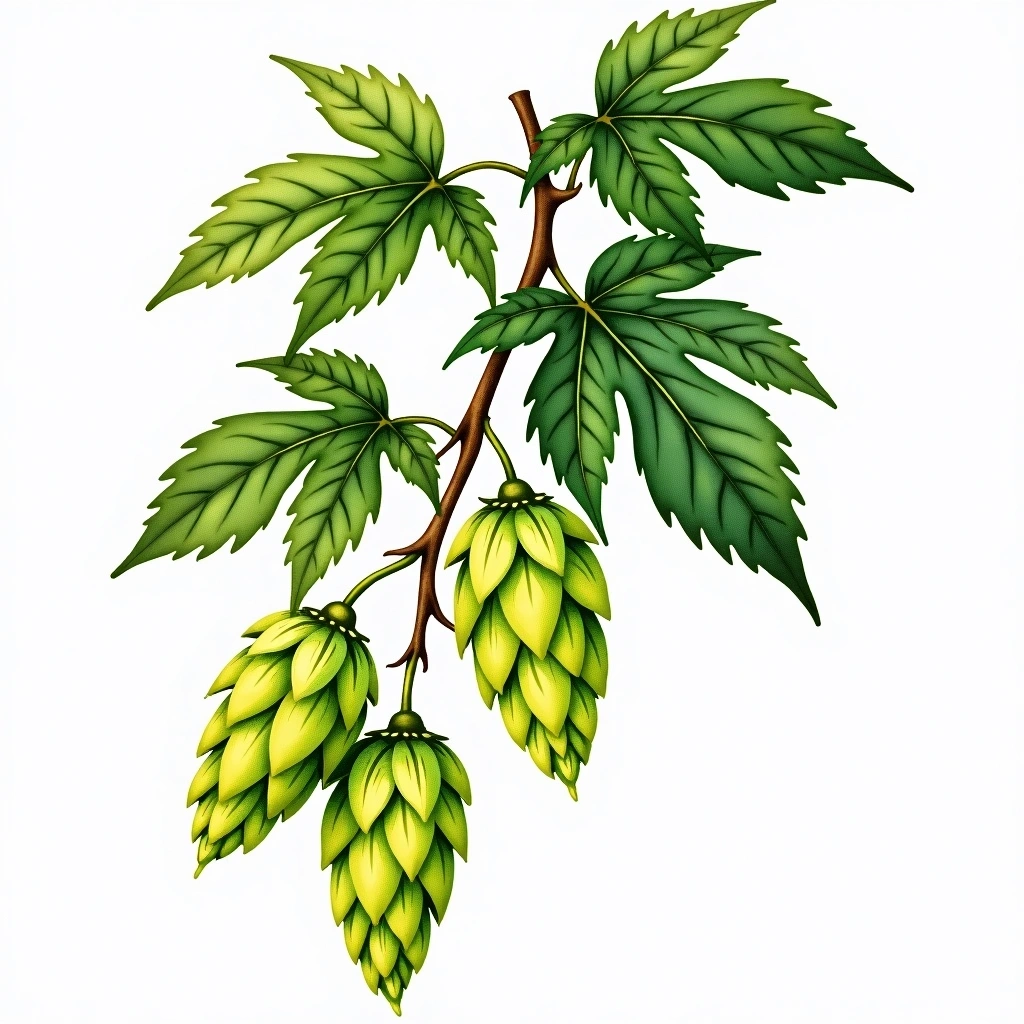 Comet hop variety — watercolor botanical illustration