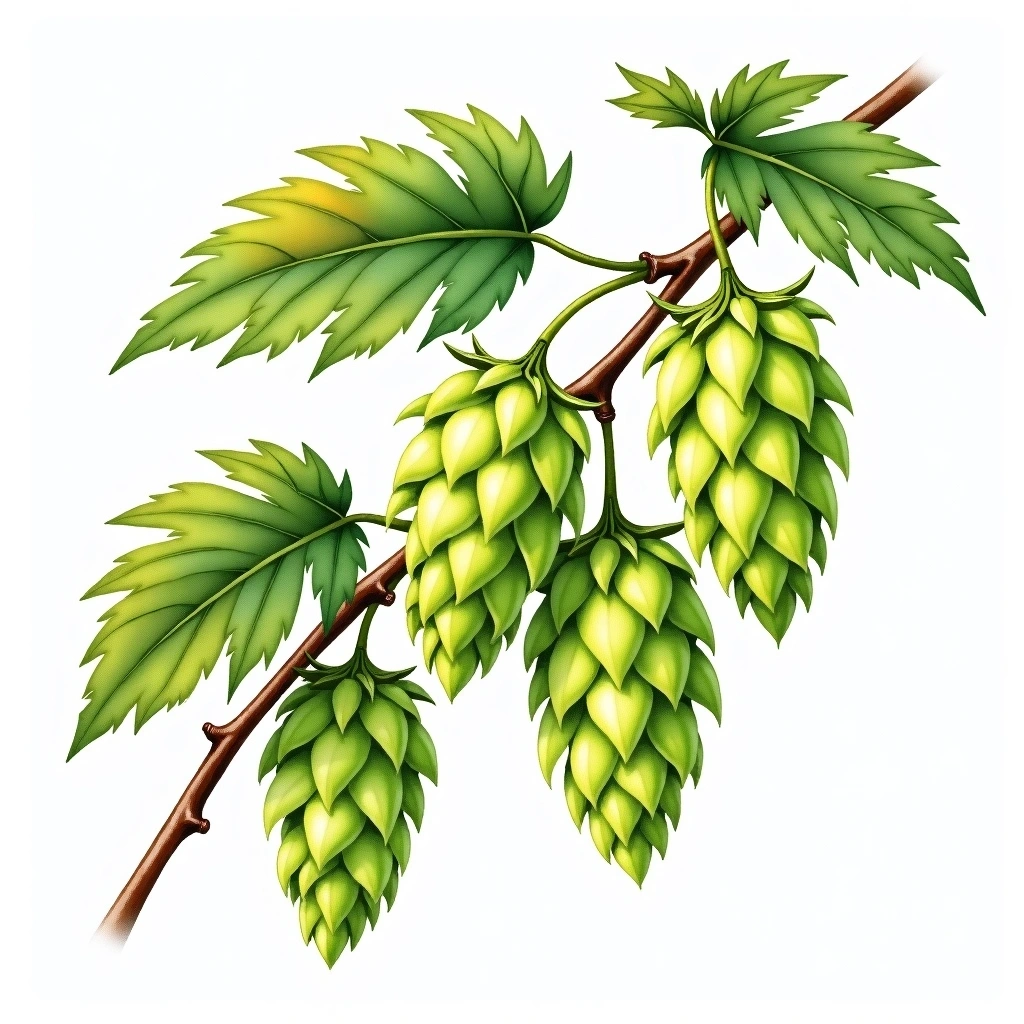Crystal hop variety — watercolor botanical illustration