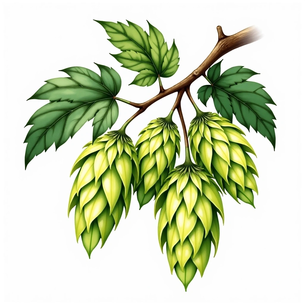 East Kent Goldings hop variety — watercolor botanical illustration
