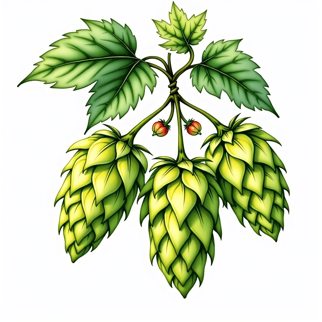 Hallertauer Tradition hop variety — watercolor botanical illustration