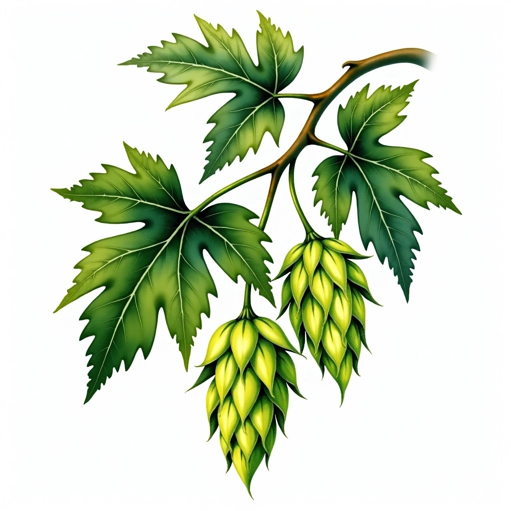 HBC 586 hop variety — watercolor botanical illustration