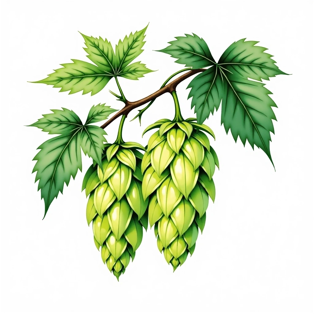 Liberty hop variety — watercolor botanical illustration