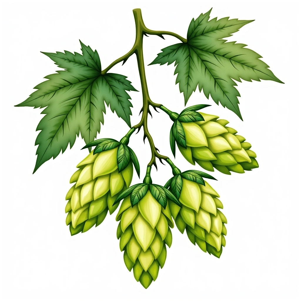 Lubelski hop variety — watercolor botanical illustration