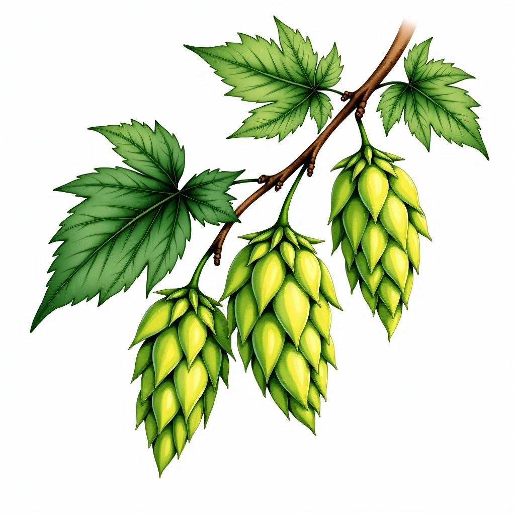 Magnum hop variety — watercolor botanical illustration