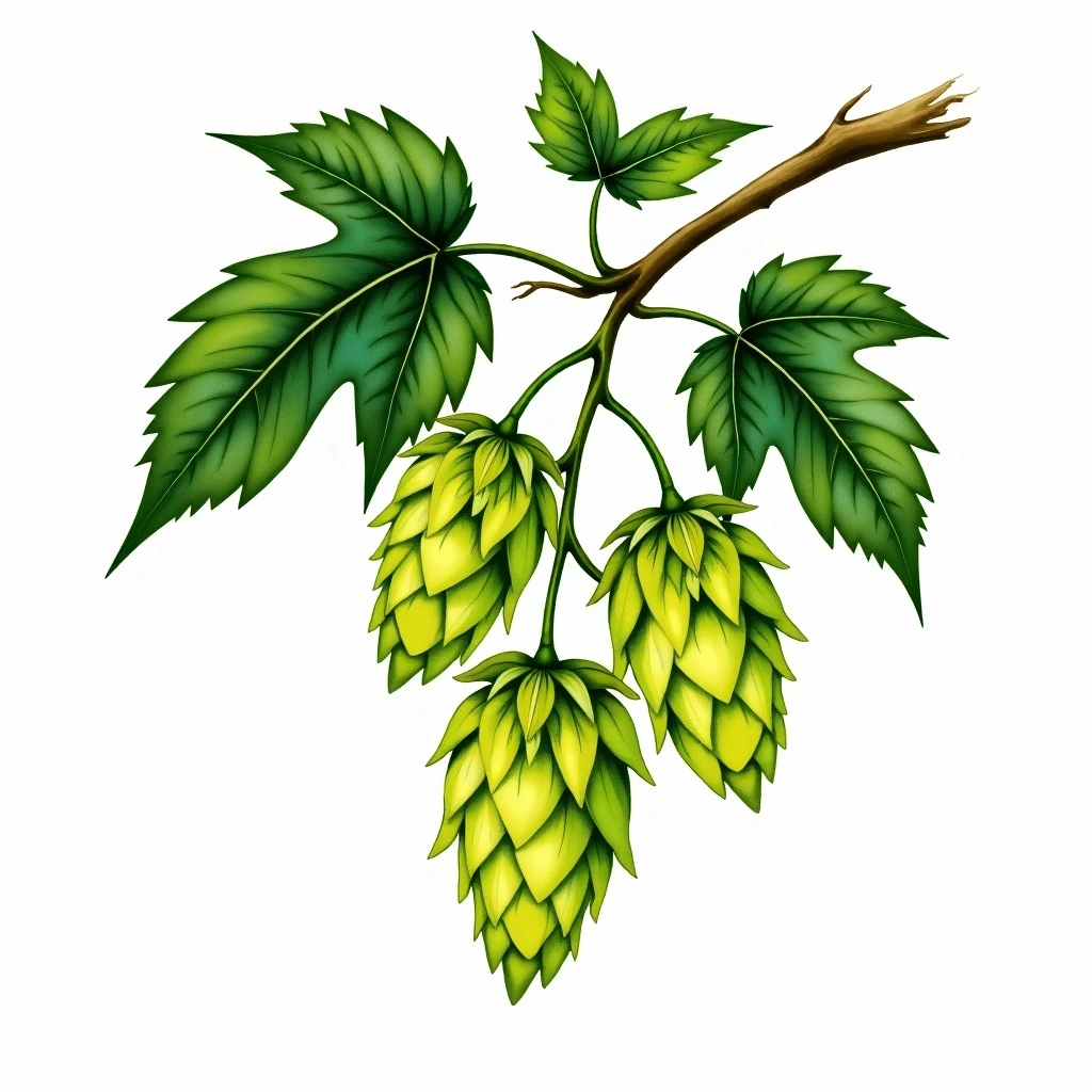 Mandarina Bavaria hop variety — watercolor botanical illustration