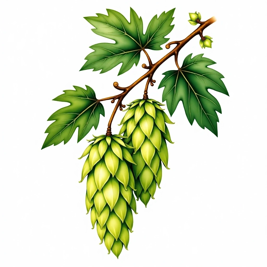 Meridian hop variety — watercolor botanical illustration