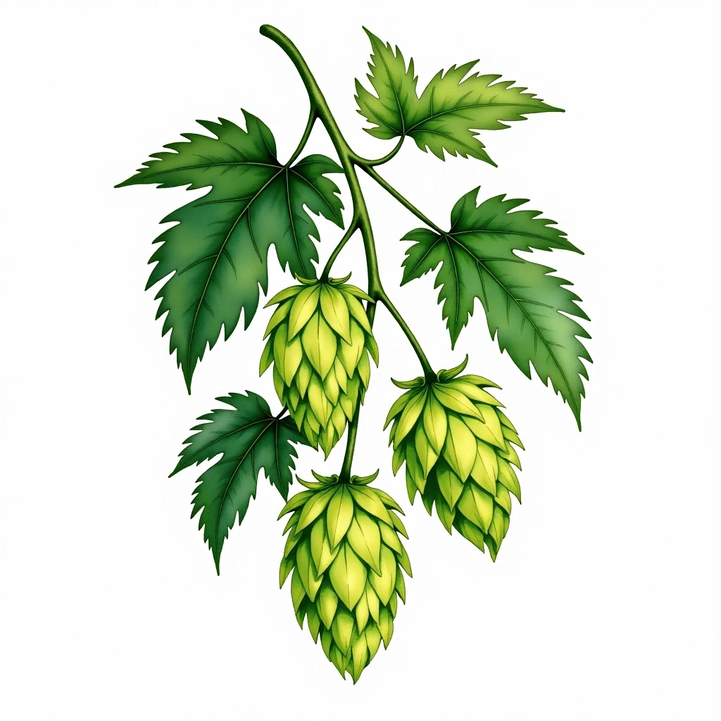 Millennium hop variety — watercolor botanical illustration