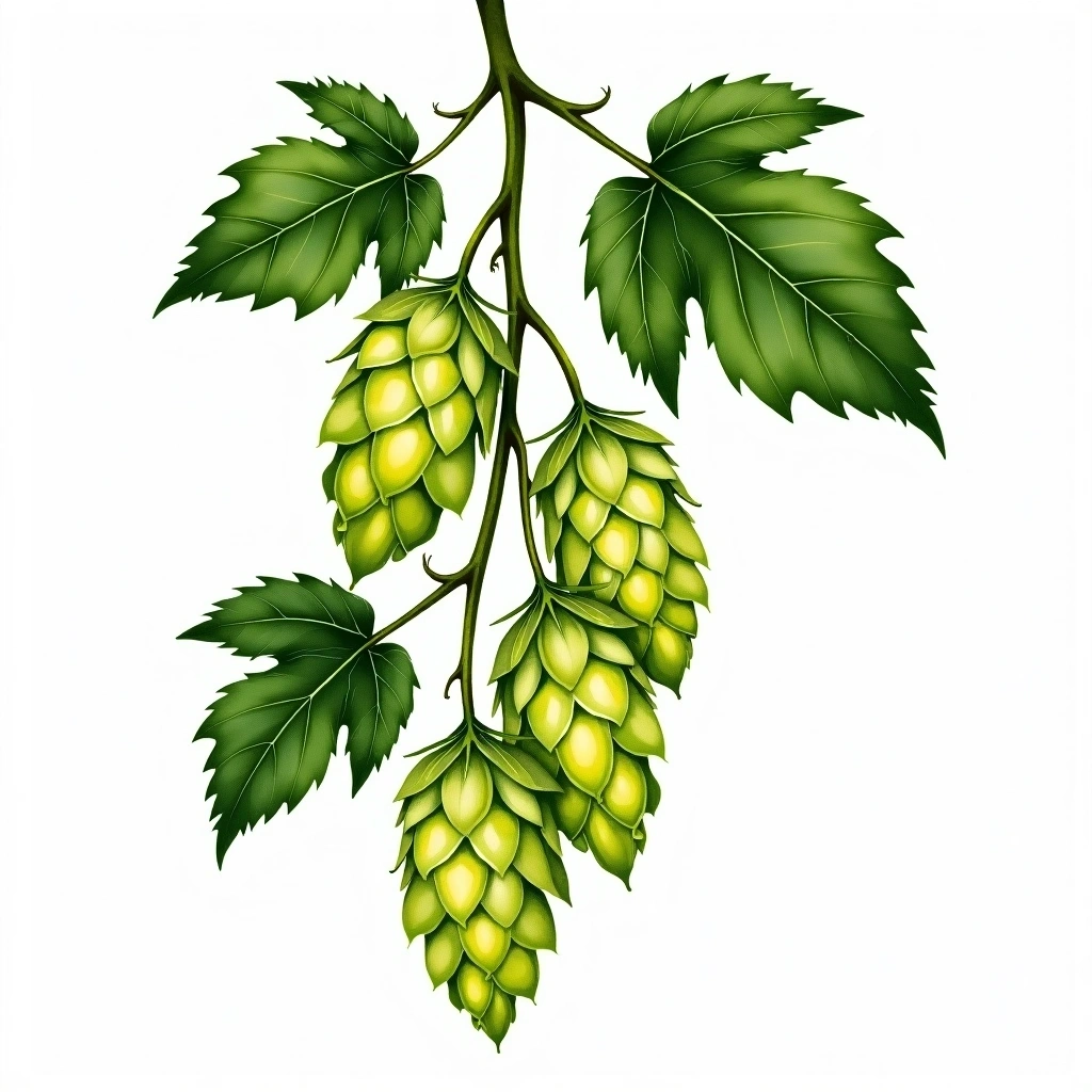 Mosaic hop variety — watercolor botanical illustration