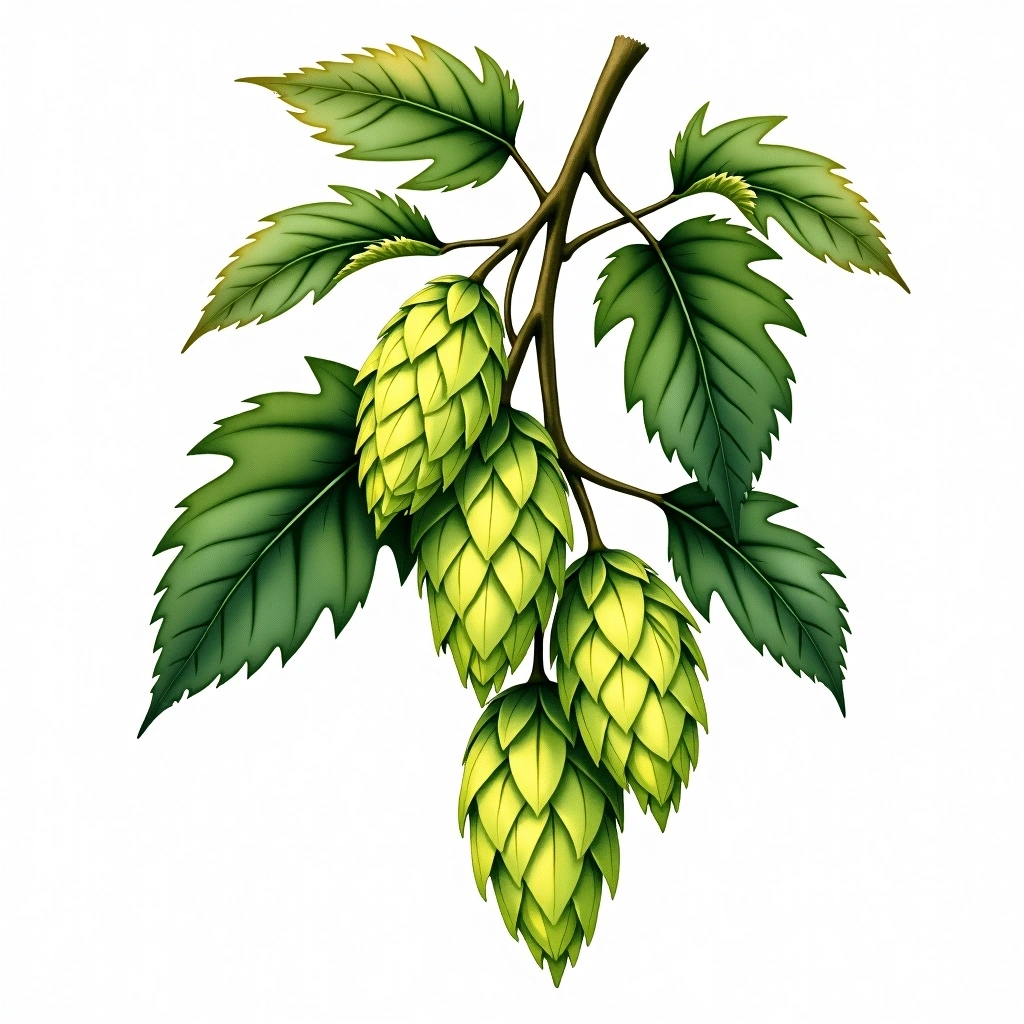 Mt. Hood hop variety — watercolor botanical illustration