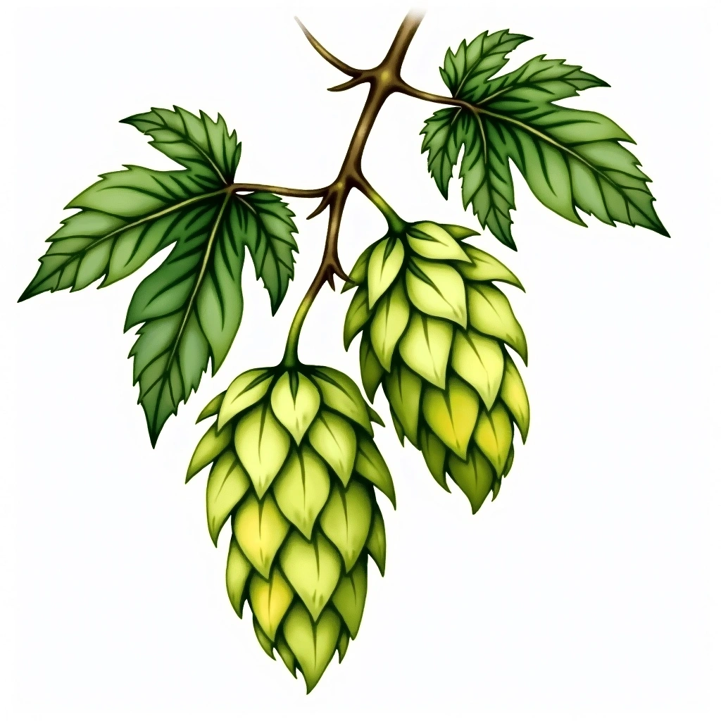 Nugget hop variety — watercolor botanical illustration