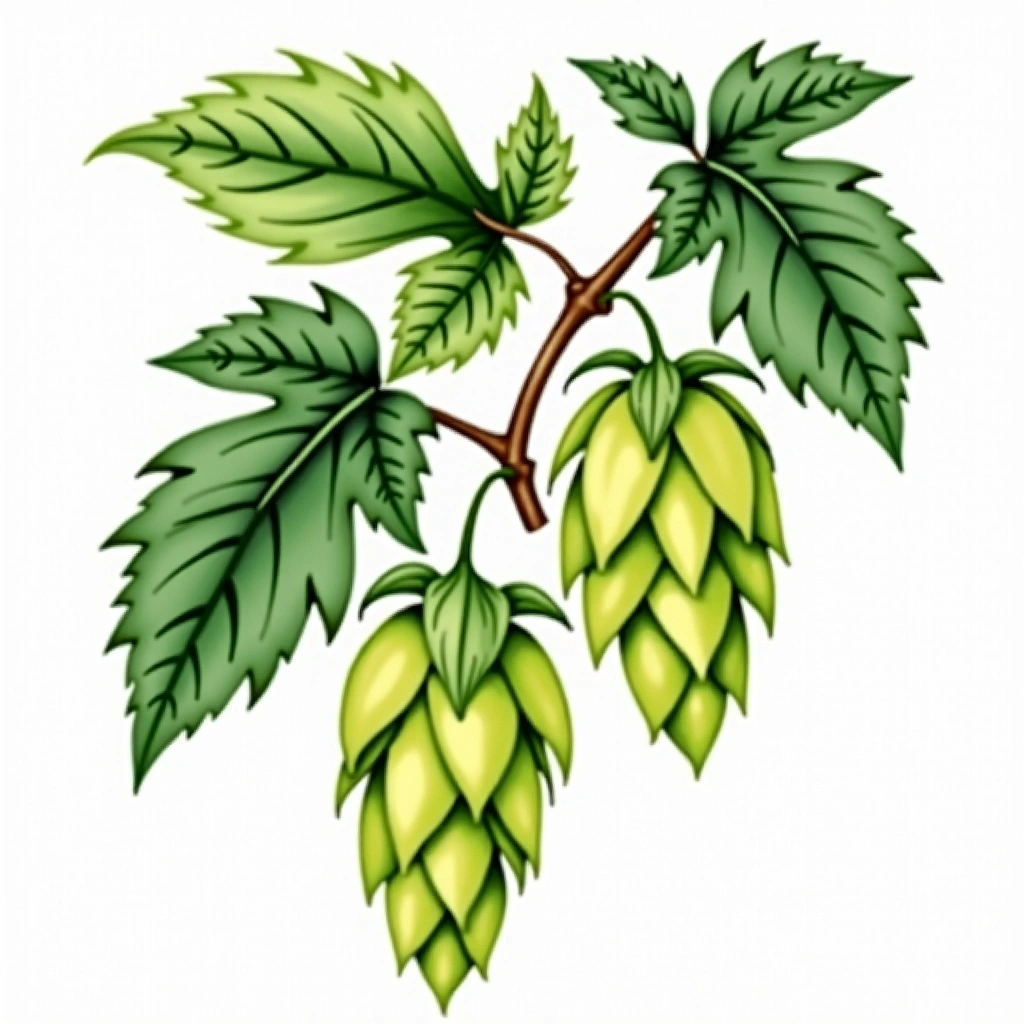 Pacific Jade hop variety — watercolor botanical illustration
