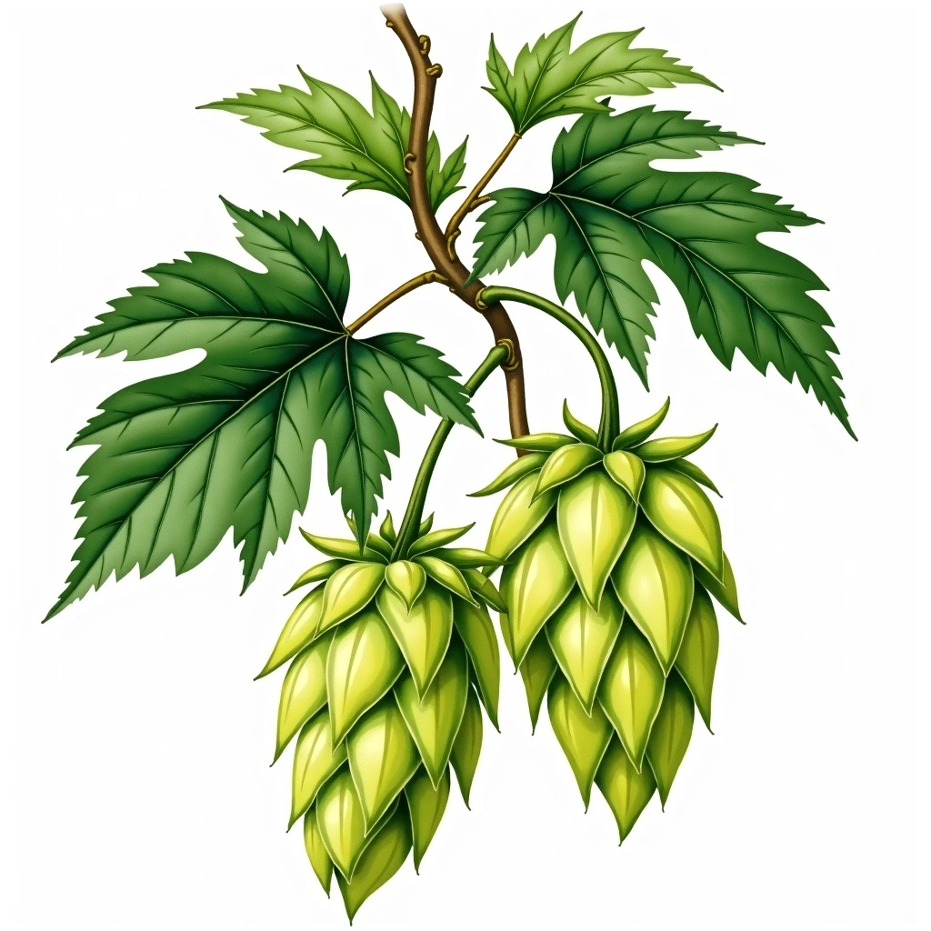 Perle hop variety — watercolor botanical illustration