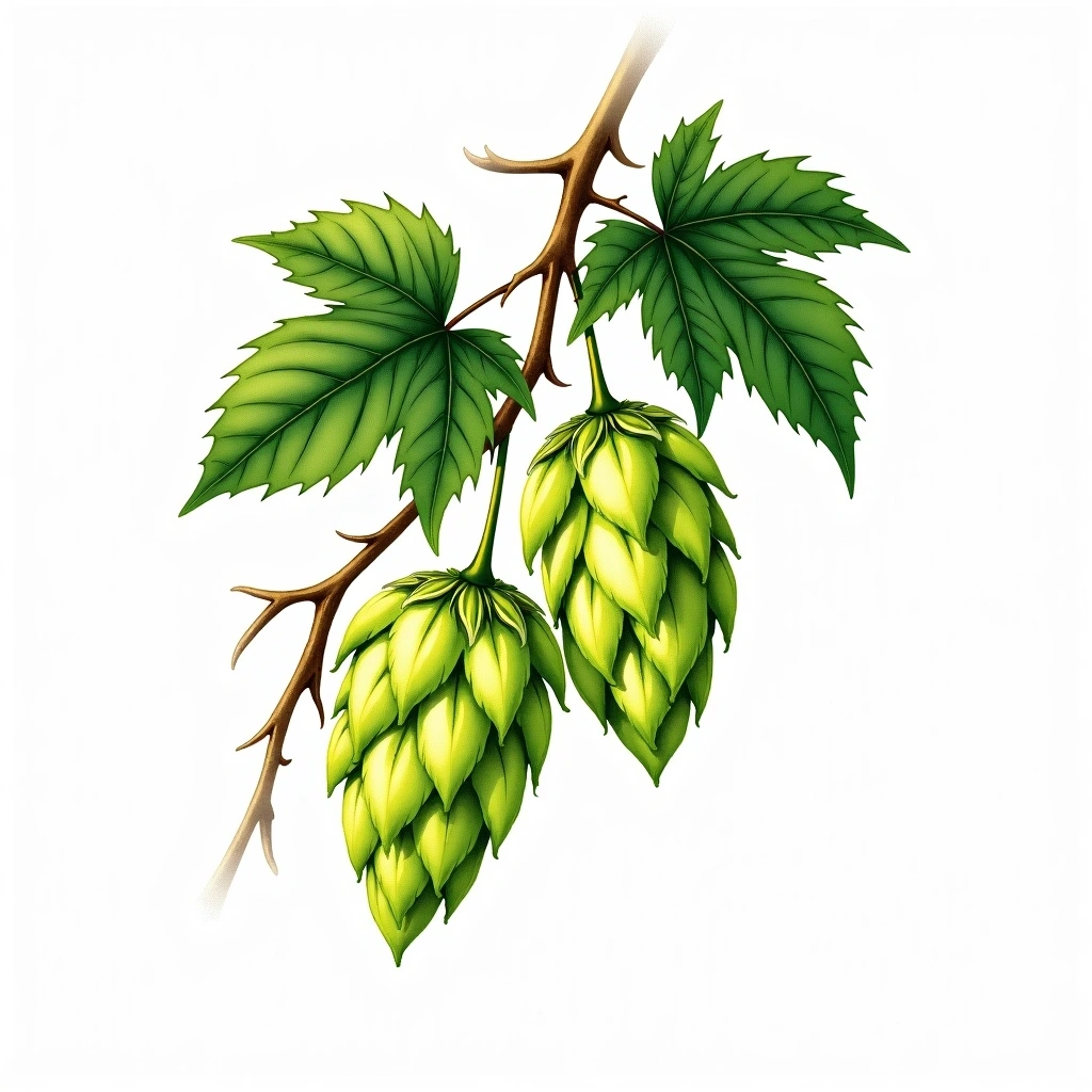 Progress hop variety — watercolor botanical illustration
