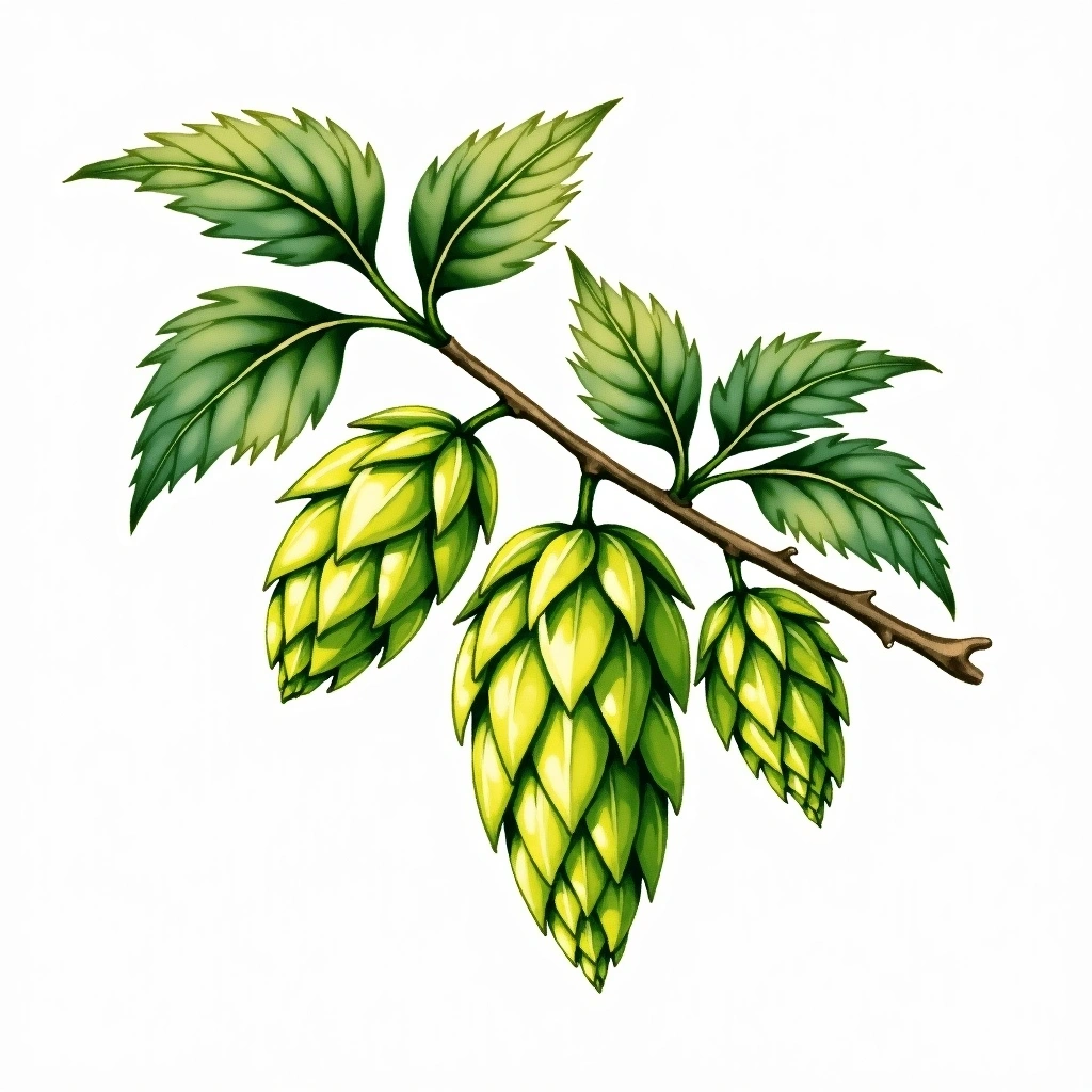 Saaz hop variety — watercolor botanical illustration