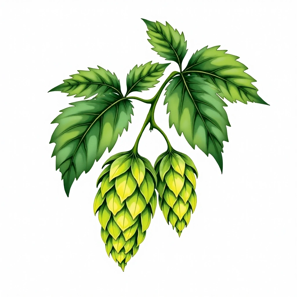 Santiam hop variety — watercolor botanical illustration