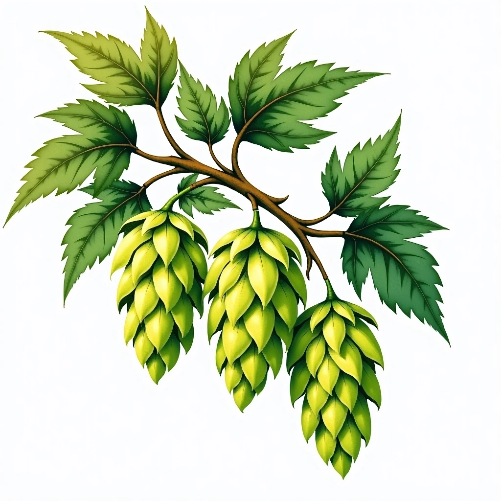 Saphir hop variety — watercolor botanical illustration