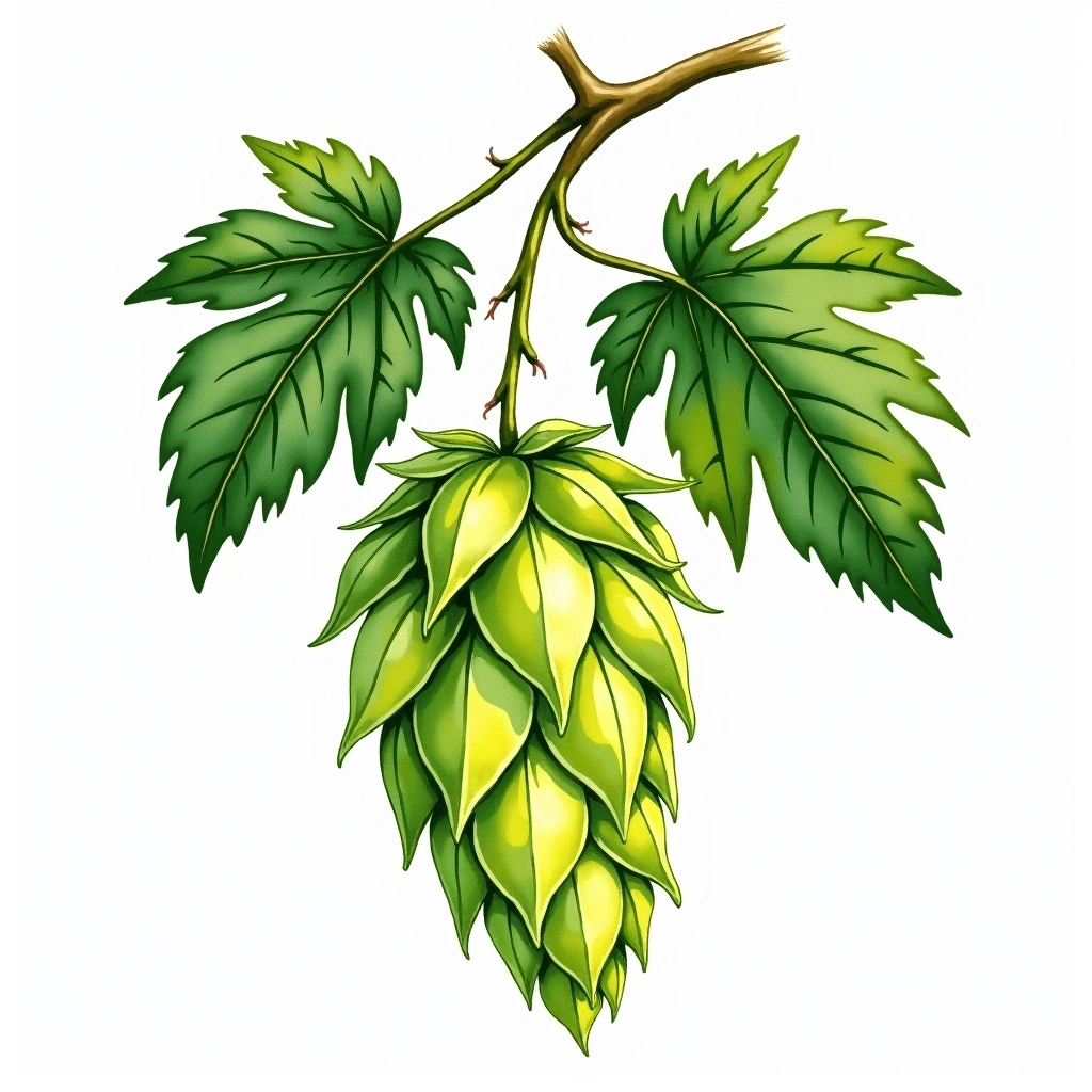 Simcoe hop variety — watercolor botanical illustration