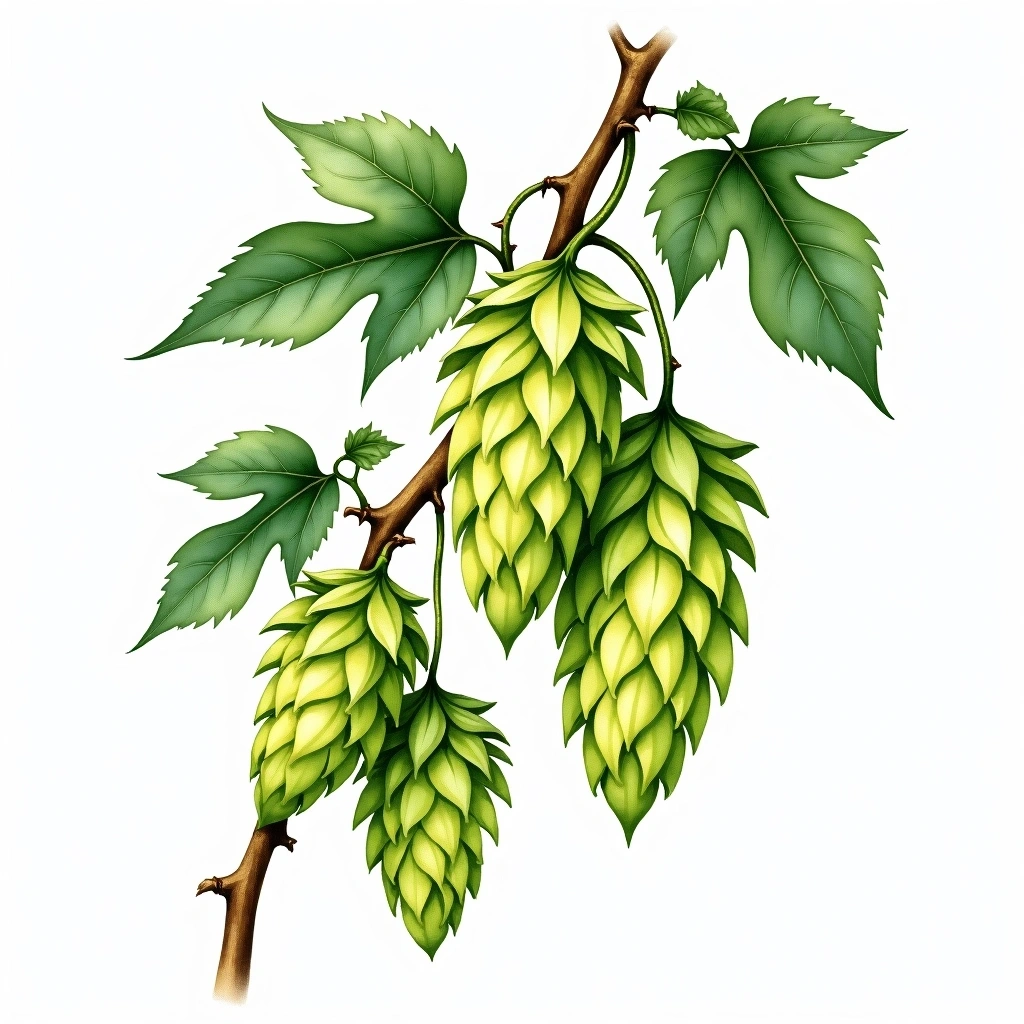 Spalter hop variety — watercolor botanical illustration