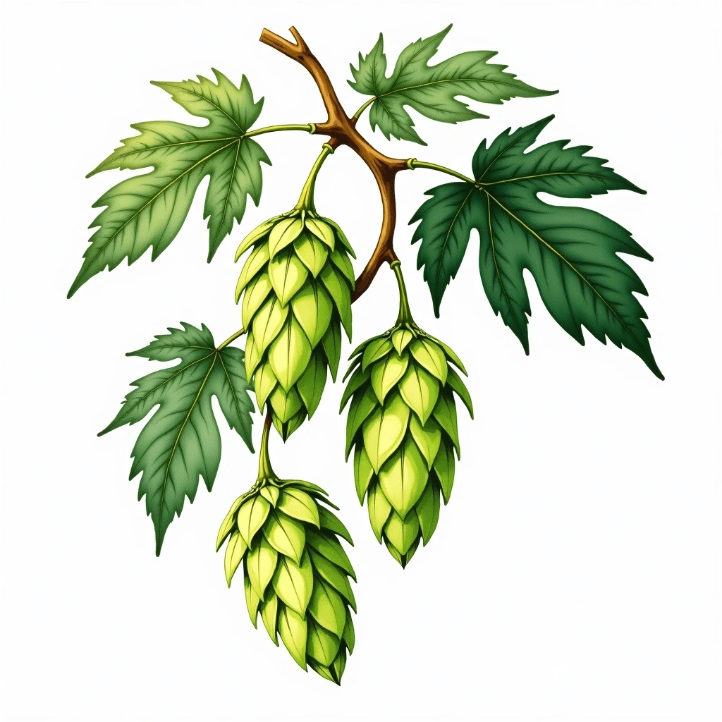 Spalter Select hop variety — watercolor botanical illustration