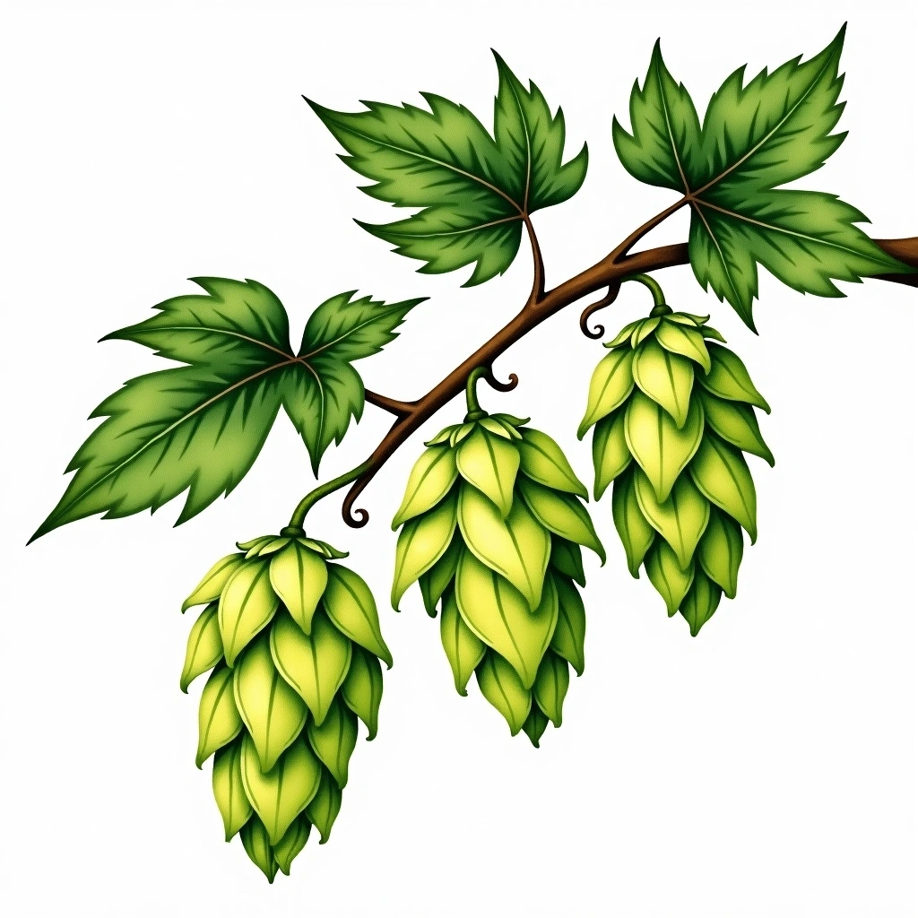 Styrian Goldings hop variety — watercolor botanical illustration
