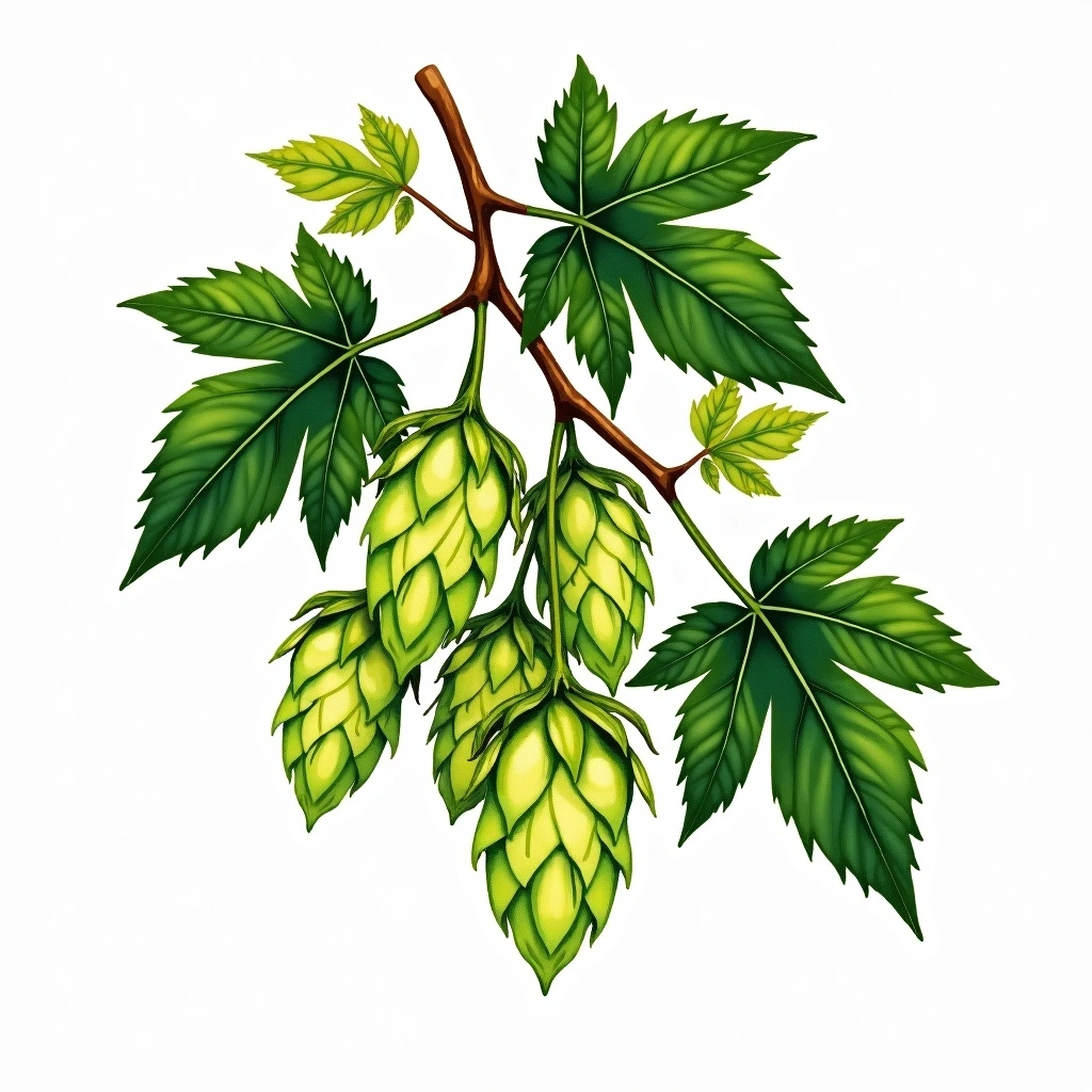 Styrian Wolf hop variety — watercolor botanical illustration