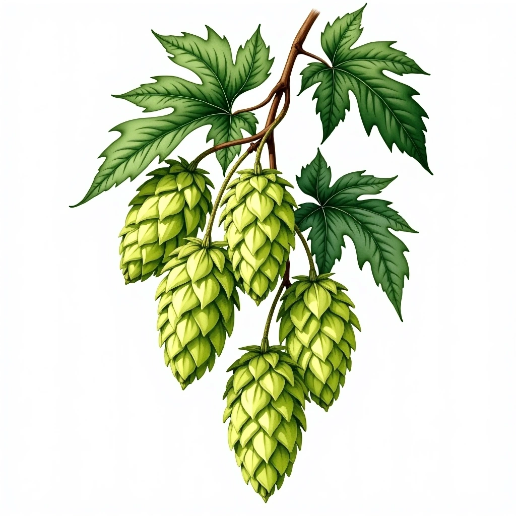Summit hop variety — watercolor botanical illustration