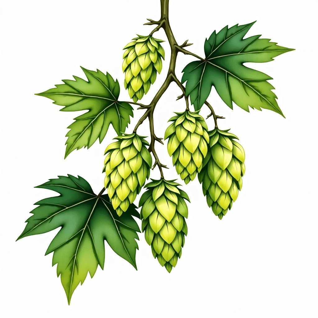 Talus hop variety — watercolor botanical illustration