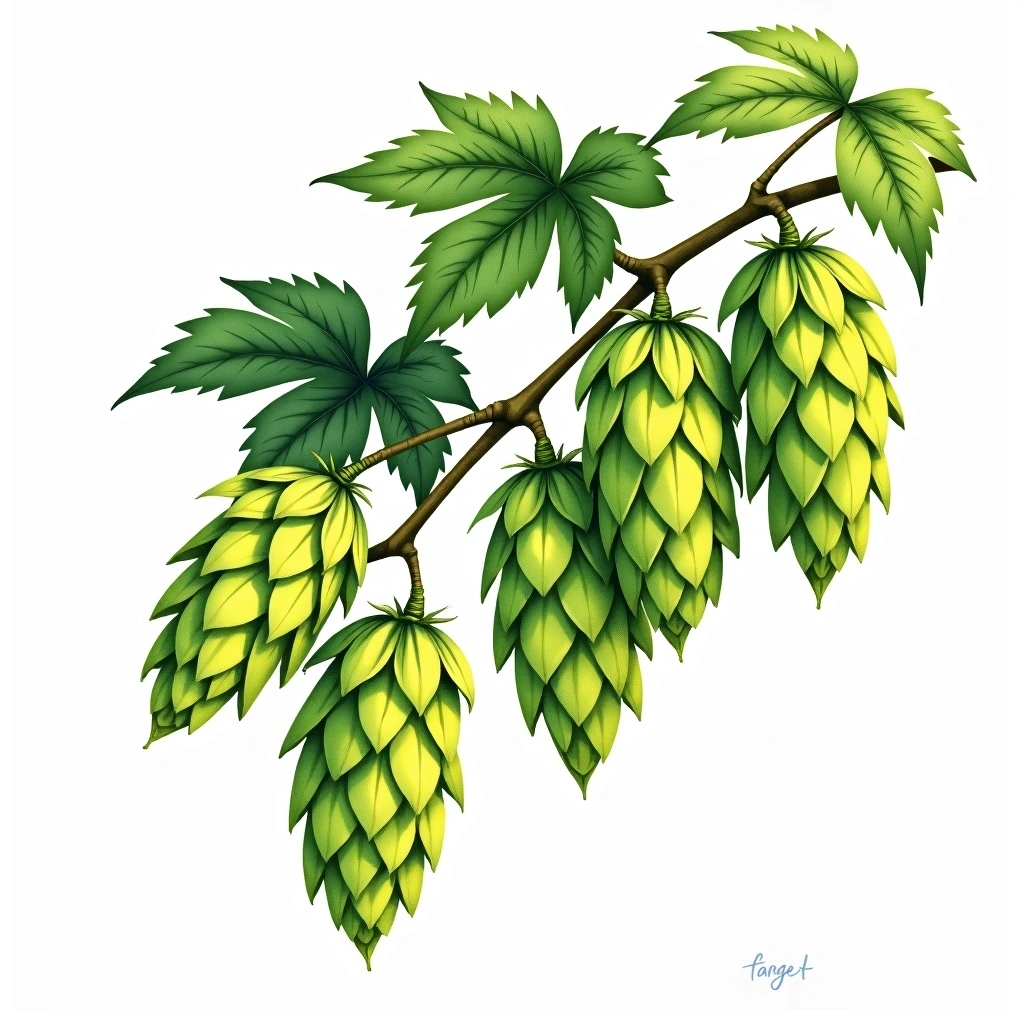 Target hop variety — watercolor botanical illustration