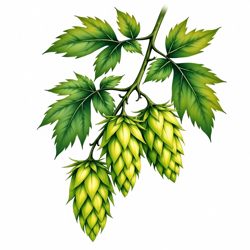 Topaz hop variety — watercolor botanical illustration
