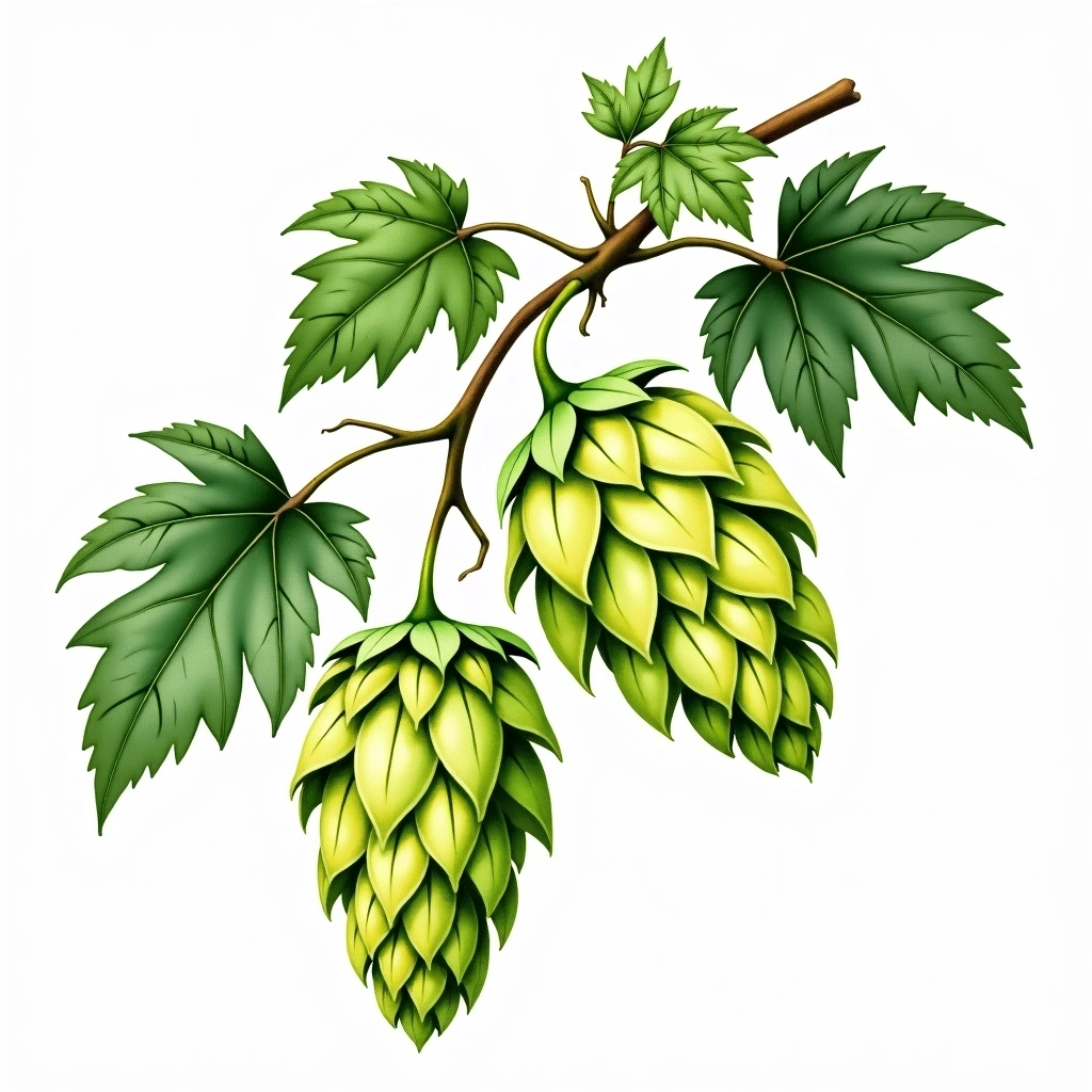 Triumph hop variety — watercolor botanical illustration