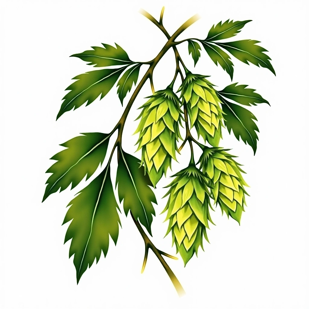 Vanguard hop variety — watercolor botanical illustration