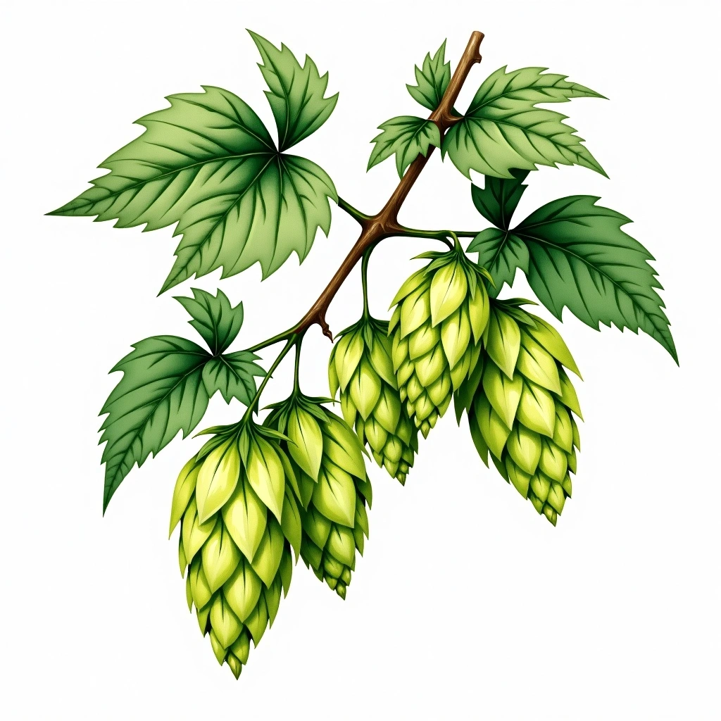 Vic Secret hop variety — watercolor botanical illustration