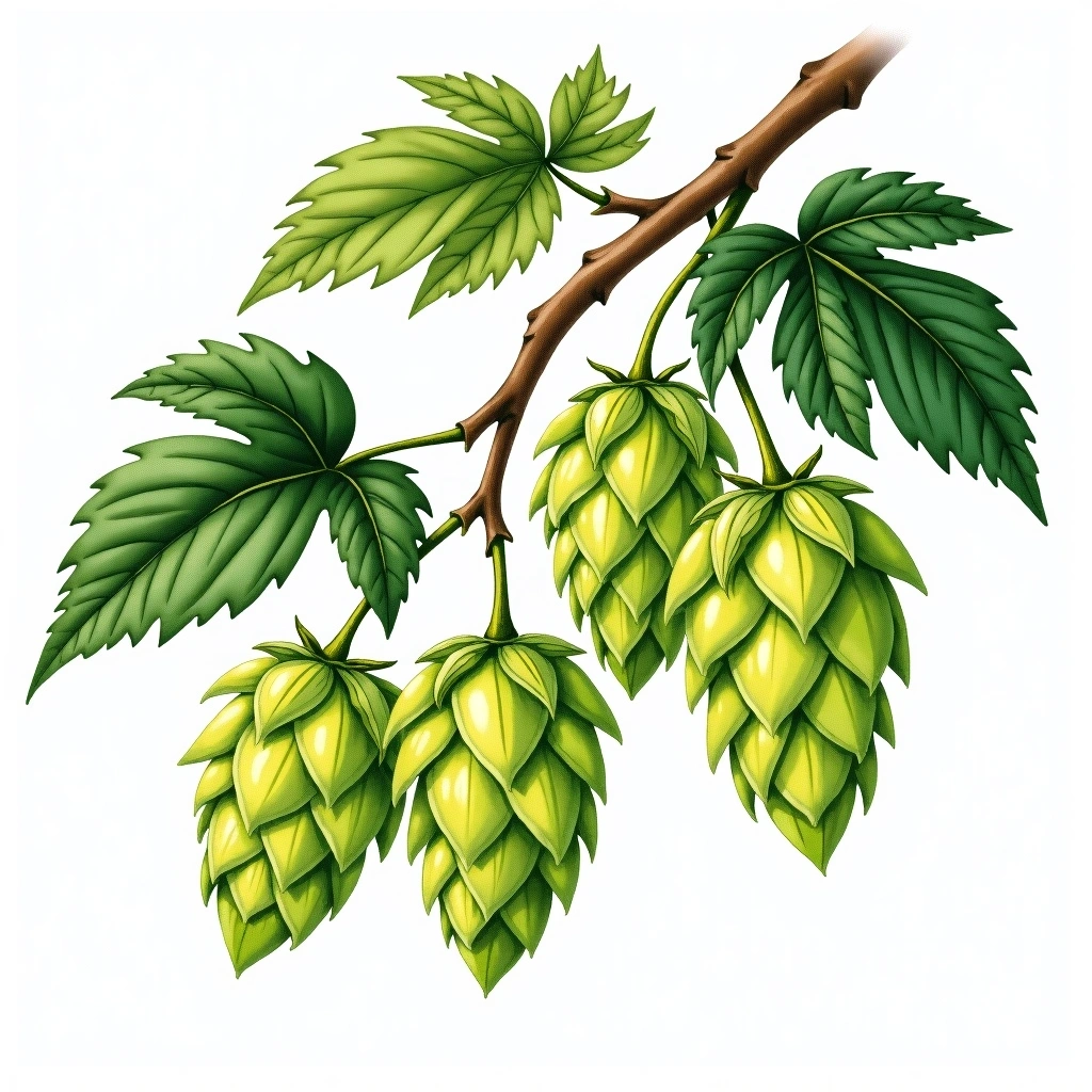 Wakatu hop variety — watercolor botanical illustration